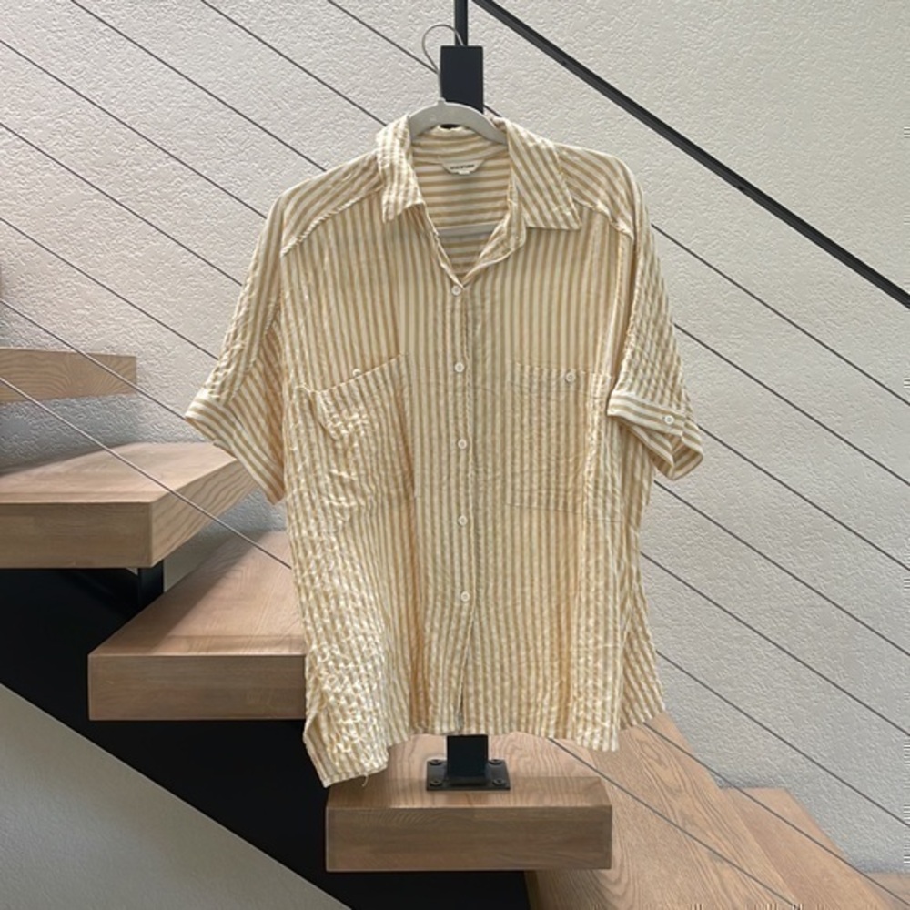 Max studio striped oversized button up